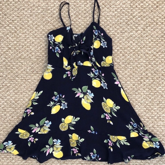 SAGE Ruffle Lemon Print Mini Dress - Picture 2 of 7